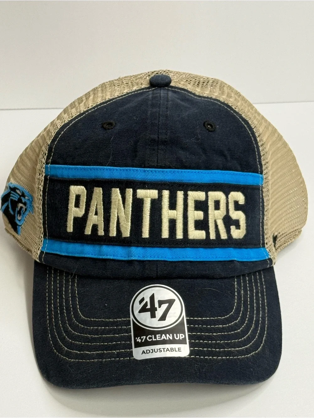 47 Brand Panthers Trucker Hat in Navy,Tan and Light Blue